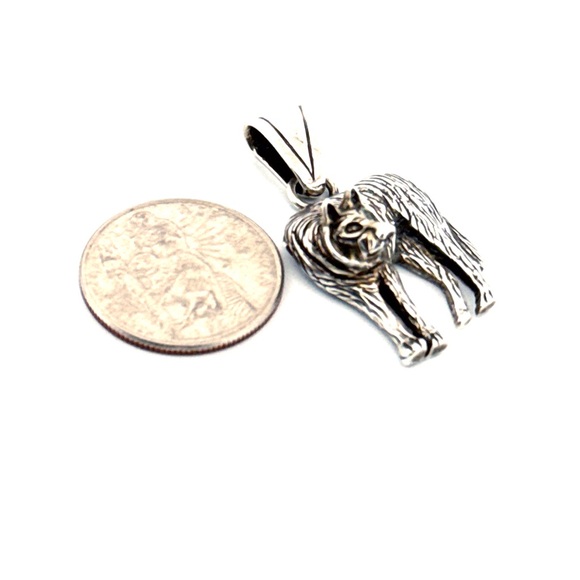 Vintage 925 Sterling Silver Wolf Pendant - Picture 6 of 9